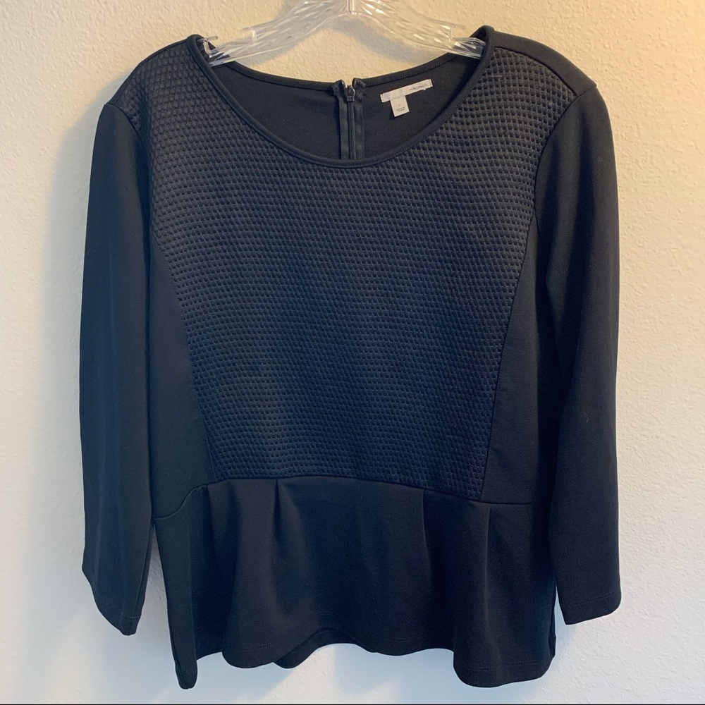 Halogen Mixed Material Zip Back Ruffle Shirt L